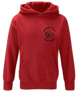 Brampton Primary Red PE Hoodie with Logo to front and Print back