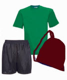 Mary Swanwick Primary PE Kit (Plain House Colour Teeshirt / Black Shorts / Burgundy PE Bag)