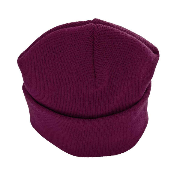 Mary Swanwick Burgundy Knitted Hat with Logo