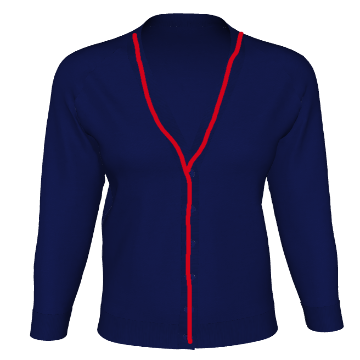 Poolsbrook Navy Red Stripe Knitted Cardigan with Logo