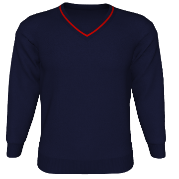 Poolsbrook Primary Navy / Red Stripe Knitted Jumper with Logo