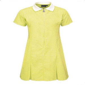 Mary Swanwick Primary Yellow Gingham Dress with Logo