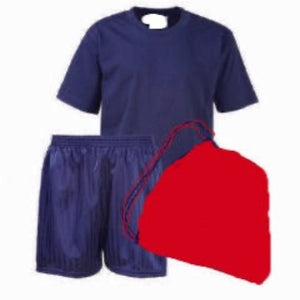 Poolsbrook Navy Teeshirt PE Kit comprises Teeshirt, Shorts and Bag